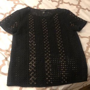 Short sleeve black sequin gold top xxs p new